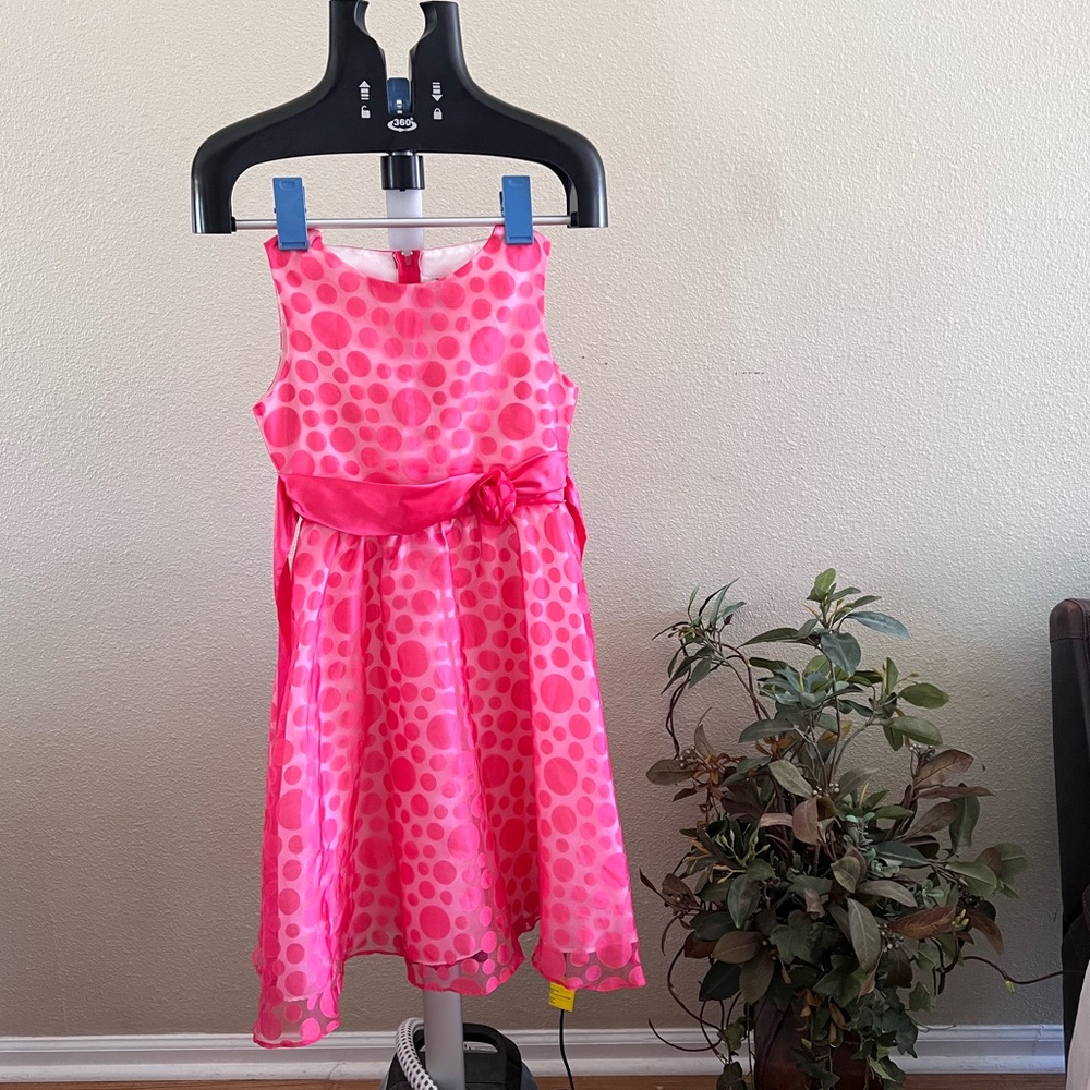 Rare Editions Pink Polka Dot Formal Dress for Girls